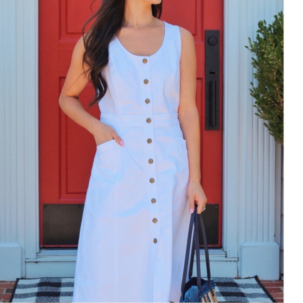 Draper James Euc White Denim Button Down Dress - image 3